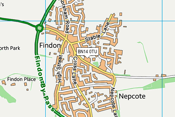 BN14 0TU map - OS VectorMap District (Ordnance Survey) BN14 0TU map - OS VectorMap District (Ordnance Survey)