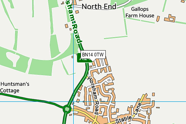 BN14 0TW map - OS VectorMap District (Ordnance Survey) BN14 0TW map - OS VectorMap District (Ordnance Survey)