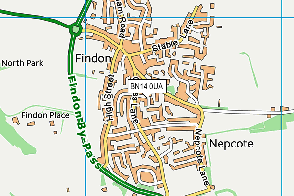BN14 0UA map - OS VectorMap District (Ordnance Survey) BN14 0UA map - OS VectorMap District (Ordnance Survey)