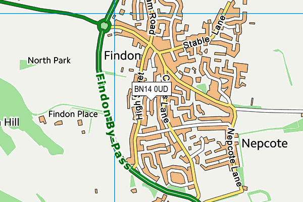 BN14 0UD map - OS VectorMap District (Ordnance Survey) BN14 0UD map - OS VectorMap District (Ordnance Survey)