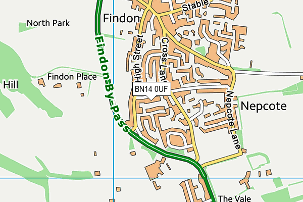 BN14 0UF map - OS VectorMap District (Ordnance Survey) BN14 0UF map - OS VectorMap District (Ordnance Survey)