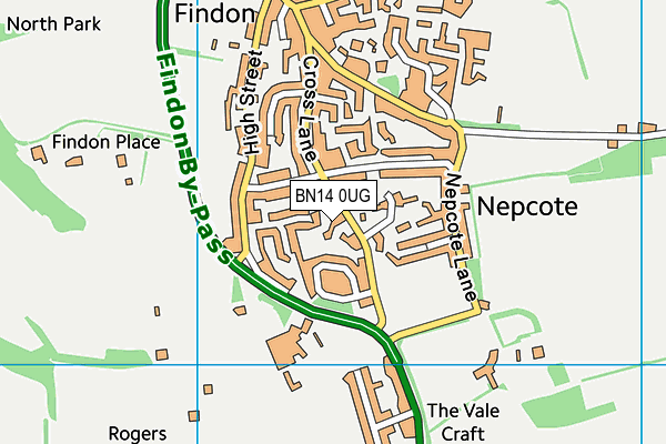 BN14 0UG map - OS VectorMap District (Ordnance Survey) BN14 0UG map - OS VectorMap District (Ordnance Survey)