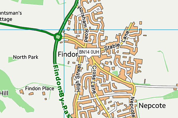 BN14 0UH map - OS VectorMap District (Ordnance Survey) BN14 0UH map - OS VectorMap District (Ordnance Survey)