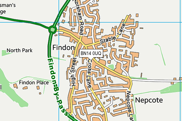 BN14 0UQ map - OS VectorMap District (Ordnance Survey) BN14 0UQ map - OS VectorMap District (Ordnance Survey)
