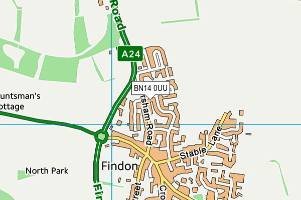 BN14 0UU map - OS VectorMap District (Ordnance Survey) BN14 0UU map - OS VectorMap District (Ordnance Survey)