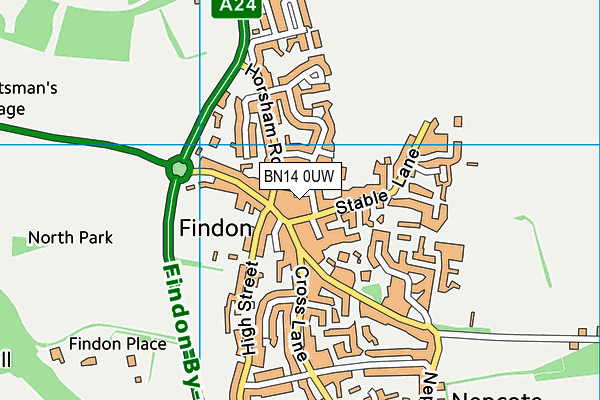 BN14 0UW map - OS VectorMap District (Ordnance Survey) BN14 0UW map - OS VectorMap District (Ordnance Survey)