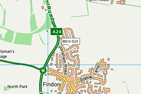 BN14 0UX map - OS VectorMap District (Ordnance Survey)