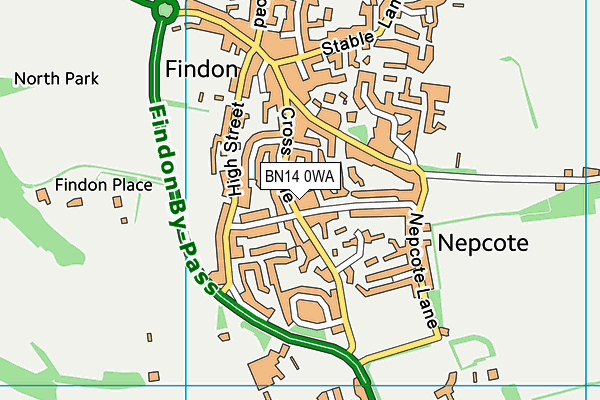 BN14 0WA map - OS VectorMap District (Ordnance Survey) BN14 0WA map - OS VectorMap District (Ordnance Survey)