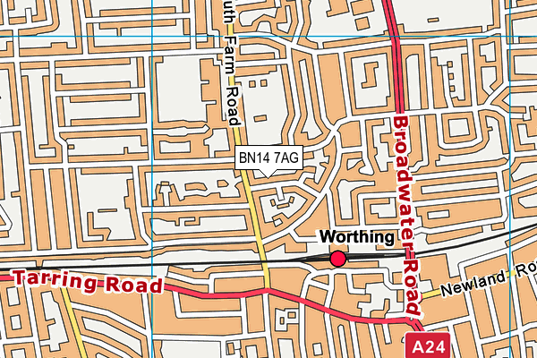 BN14 7AG map - OS VectorMap District (Ordnance Survey) BN14 7AG map - OS VectorMap District (Ordnance Survey)