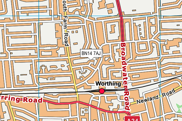 BN14 7AJ map - OS VectorMap District (Ordnance Survey) BN14 7AJ map - OS VectorMap District (Ordnance Survey)