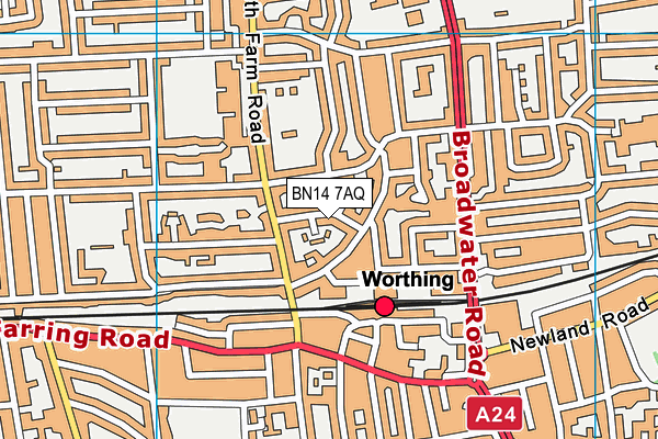 BN14 7AQ map - OS VectorMap District (Ordnance Survey) BN14 7AQ map - OS VectorMap District (Ordnance Survey)