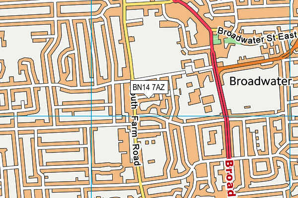 BN14 7AZ map - OS VectorMap District (Ordnance Survey) BN14 7AZ map - OS VectorMap District (Ordnance Survey)