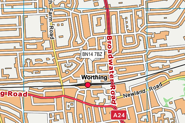 BN14 7BZ map - OS VectorMap District (Ordnance Survey)