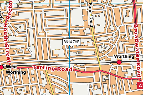 BN14 7HF map - OS VectorMap District (Ordnance Survey)