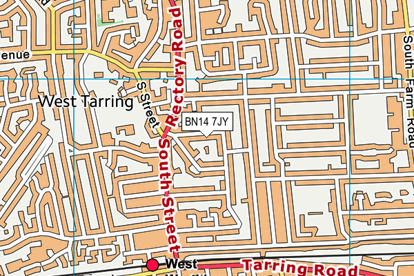 BN14 7JY map - OS VectorMap District (Ordnance Survey)