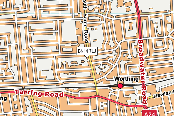 BN14 7LJ map - OS VectorMap District (Ordnance Survey)