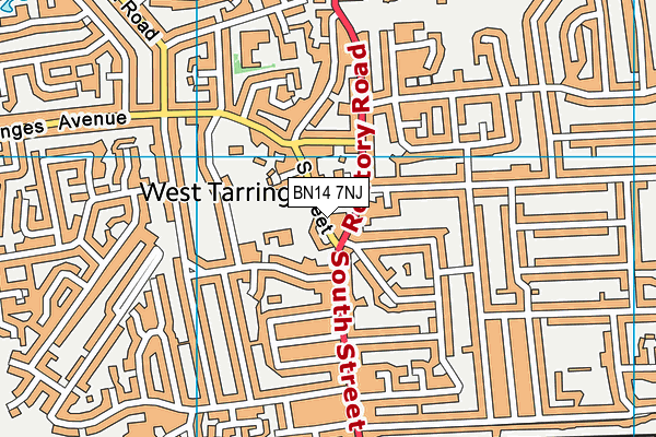 BN14 7NJ map - OS VectorMap District (Ordnance Survey)