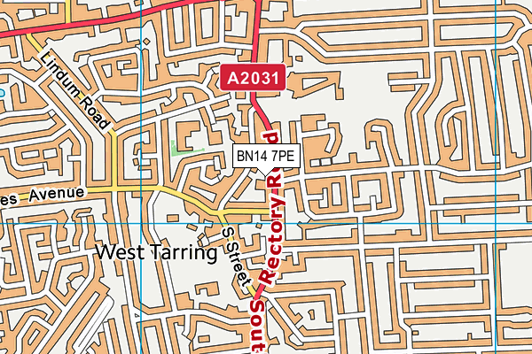 BN14 7PE map - OS VectorMap District (Ordnance Survey) BN14 7PE map - OS VectorMap District (Ordnance Survey)