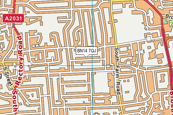 BN14 7QJ map - OS VectorMap District (Ordnance Survey) BN14 7QJ map - OS VectorMap District (Ordnance Survey)