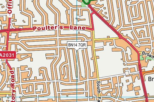 BN14 7QR map - OS VectorMap District (Ordnance Survey)