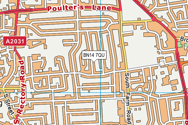 BN14 7QU map - OS VectorMap District (Ordnance Survey) BN14 7QU map - OS VectorMap District (Ordnance Survey)