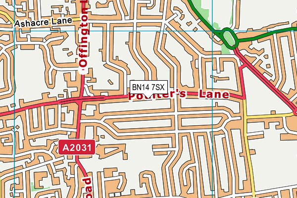 BN14 7SX map - OS VectorMap District (Ordnance Survey) BN14 7SX map - OS VectorMap District (Ordnance Survey)