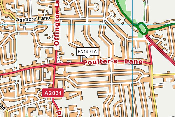 BN14 7TA map - OS VectorMap District (Ordnance Survey)