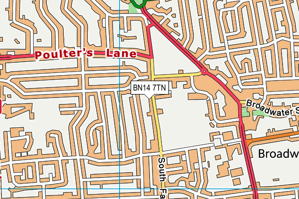 BN14 7TN map - OS VectorMap District (Ordnance Survey) BN14 7TN map - OS VectorMap District (Ordnance Survey)