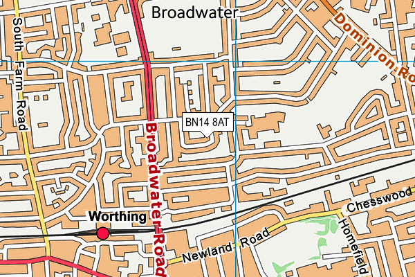 BN14 8AT map - OS VectorMap District (Ordnance Survey)