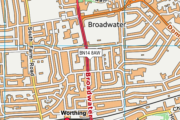 BN14 8AW map - OS VectorMap District (Ordnance Survey)
