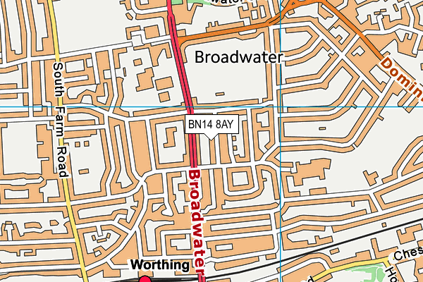 BN14 8AY map - OS VectorMap District (Ordnance Survey) BN14 8AY map - OS VectorMap District (Ordnance Survey)