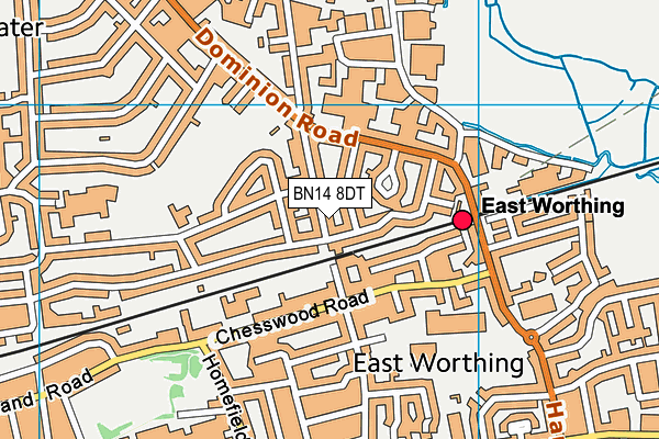 BN14 8DT map - OS VectorMap District (Ordnance Survey)