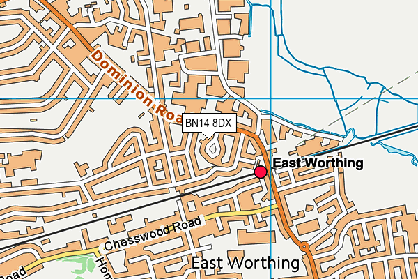 BN14 8DX map - OS VectorMap District (Ordnance Survey) BN14 8DX map - OS VectorMap District (Ordnance Survey)