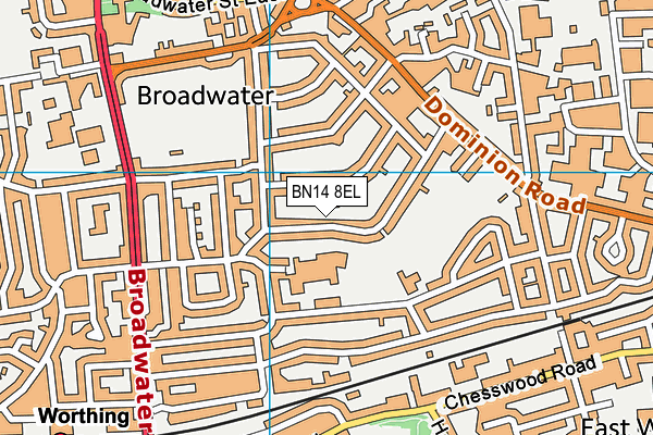BN14 8EL map - OS VectorMap District (Ordnance Survey) BN14 8EL map - OS VectorMap District (Ordnance Survey)