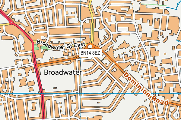 BN14 8EZ map - OS VectorMap District (Ordnance Survey)