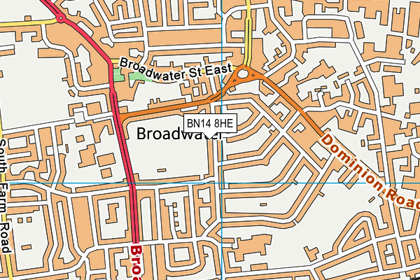 BN14 8HE map - OS VectorMap District (Ordnance Survey) BN14 8HE map - OS VectorMap District (Ordnance Survey)