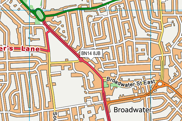 BN14 8JB map - OS VectorMap District (Ordnance Survey)