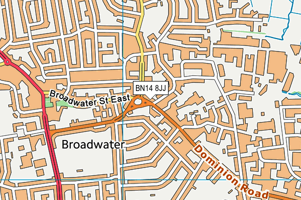 BN14 8JJ map - OS VectorMap District (Ordnance Survey)