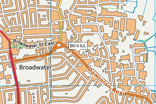 BN14 8JL map - OS VectorMap District (Ordnance Survey) BN14 8JL map - OS VectorMap District (Ordnance Survey)