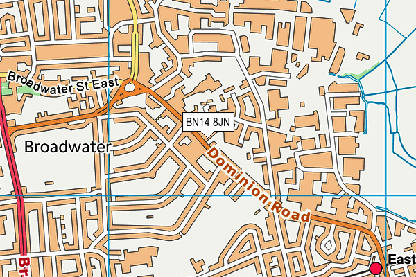 BN14 8JN map - OS VectorMap District (Ordnance Survey) BN14 8JN map - OS VectorMap District (Ordnance Survey)