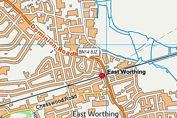 BN14 8JZ map - OS VectorMap District (Ordnance Survey) BN14 8JZ map - OS VectorMap District (Ordnance Survey)