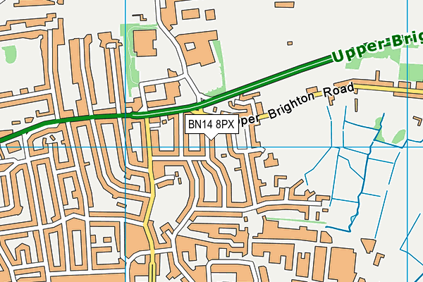 BN14 8PX map - OS VectorMap District (Ordnance Survey) BN14 8PX map - OS VectorMap District (Ordnance Survey)