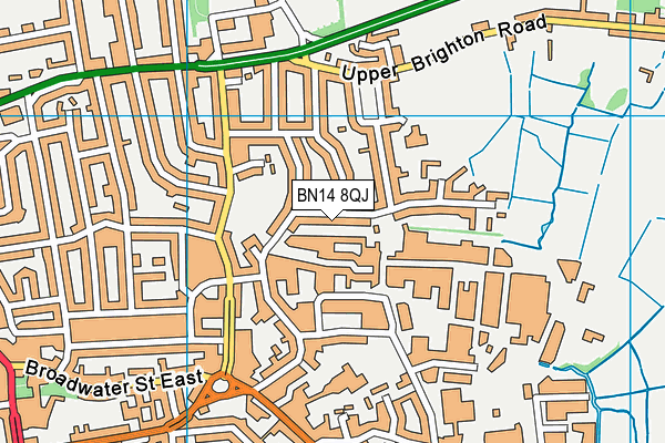 BN14 8QJ map - OS VectorMap District (Ordnance Survey) BN14 8QJ map - OS VectorMap District (Ordnance Survey)