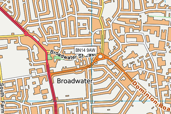 BN14 9AW map - OS VectorMap District (Ordnance Survey) BN14 9AW map - OS VectorMap District (Ordnance Survey)