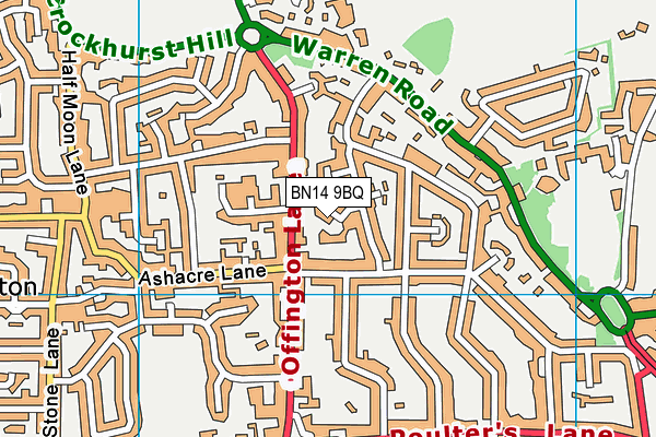 BN14 9BQ map - OS VectorMap District (Ordnance Survey)