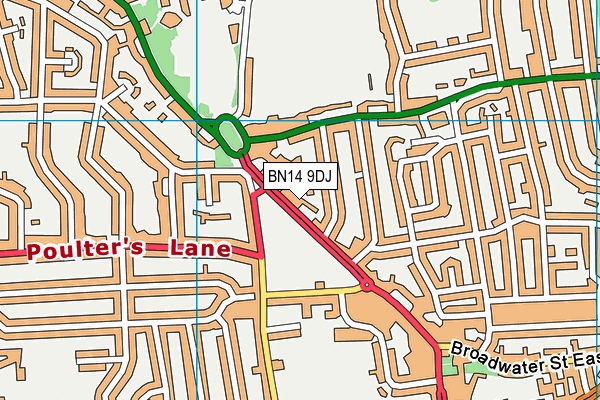 BN14 9DJ map - OS VectorMap District (Ordnance Survey) BN14 9DJ map - OS VectorMap District (Ordnance Survey)