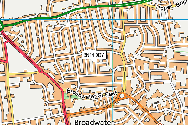 BN14 9DY map - OS VectorMap District (Ordnance Survey) BN14 9DY map - OS VectorMap District (Ordnance Survey)