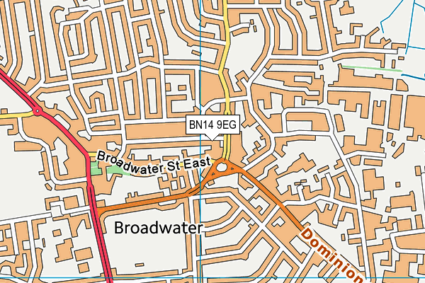 BN14 9EG map - OS VectorMap District (Ordnance Survey) BN14 9EG map - OS VectorMap District (Ordnance Survey)