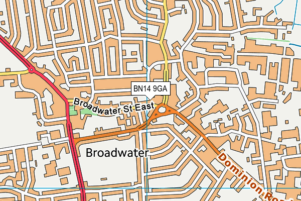 BN14 9GA map - OS VectorMap District (Ordnance Survey) BN14 9GA map - OS VectorMap District (Ordnance Survey)