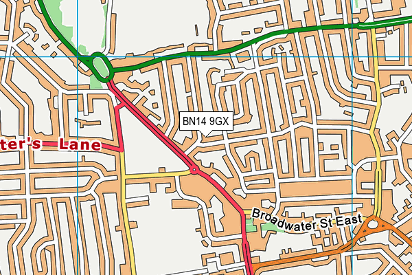BN14 9GX map - OS VectorMap District (Ordnance Survey) BN14 9GX map - OS VectorMap District (Ordnance Survey)